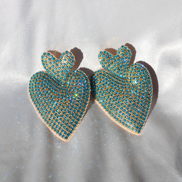 ✨For Love and Lemons Adela Rhinestone Heart Earrings - Picture 2 of 6